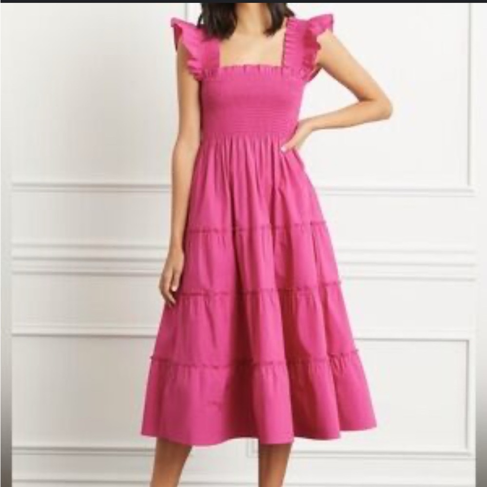 Hill House Fuchsia Pink Tiered Midi Dress